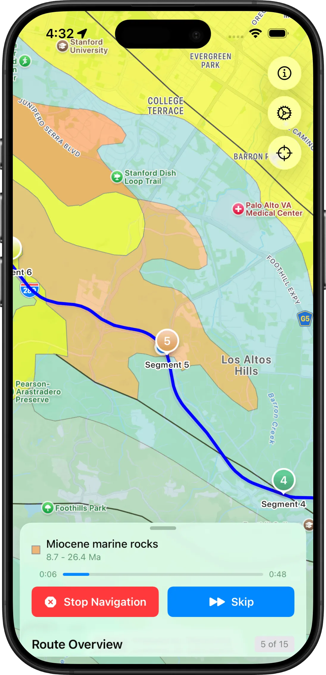 Backseat Geologist App - screenshot 3 - Navigating Northern California
